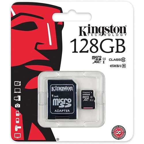 Kingston SDCS2/128GB 128GB micSDXC Canvas Select Plus 100R A1 C10 Card + ADP Hafıza Kartı