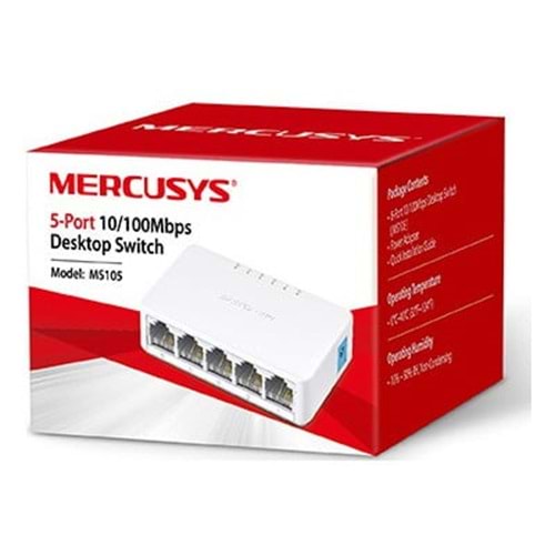 Tp-Link Mercusys MS105 5 Port 10/100 Mbps Switch Plastik Kasa
